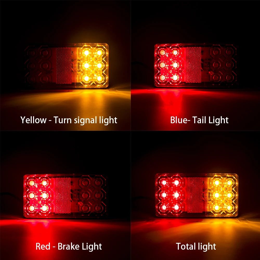 2Pcs 12V 24V 12 LED Rear Stop Tail Light Warning Brake Turn Signal Light Lamp Car Truck Trailer Caravan Boat Auto Campers ATV RV