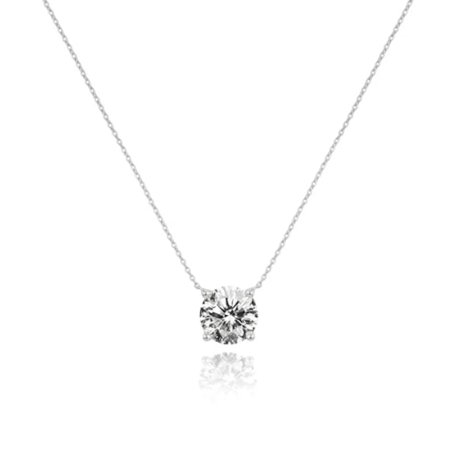 

Choker Necklace for Women Dainty Cubic Zirconia Necklace for Women, 14K Plated Solitaire CZ Pendant, 1.5 Carat 7.3mm Crystal, S