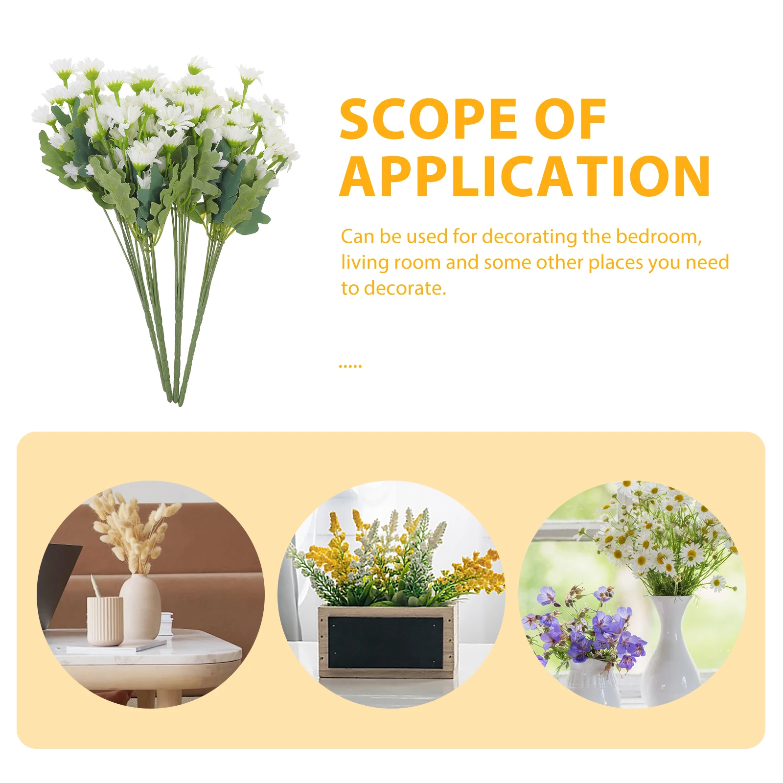 

4pcs Artificial Daisies Flowers Lifelike Fake Daisy Bouquet Bright Color Wedding Home Party Decoration Household Faux Daisies