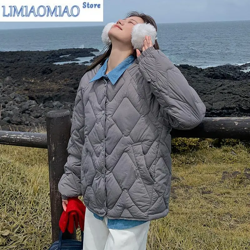 Autumn Winter Quilted Jacket Women Cotton Coat Warm Parkas Single-breasted Long Sleeve Design O-neck Outerwear Black Blue Yellow