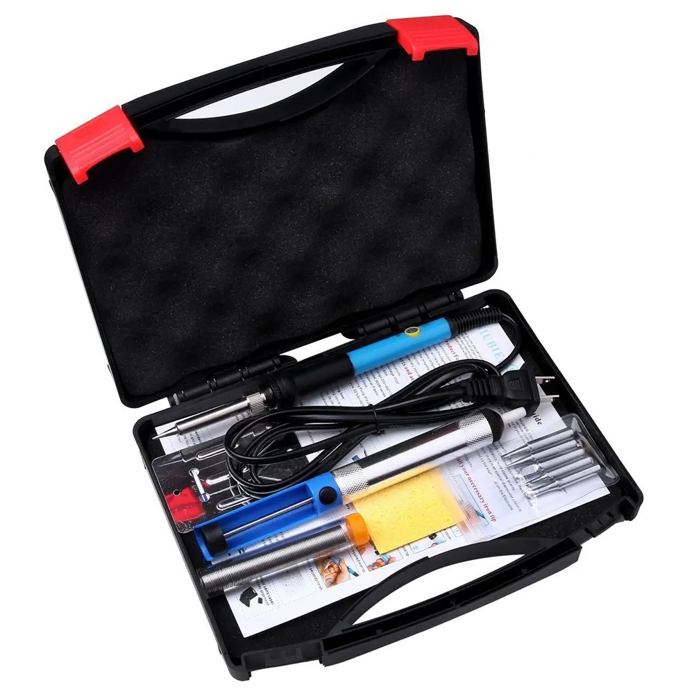 Saldatore elettrico 110V/220V Saldatore a temperatura regolabile da 60W con set di cassette degli attrezzi