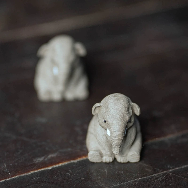 Elephant Figurines Teas Pet Ornament Figurines Handmades Mini Statue Table Decorations Desktops Animal Ornament Gift Dropship