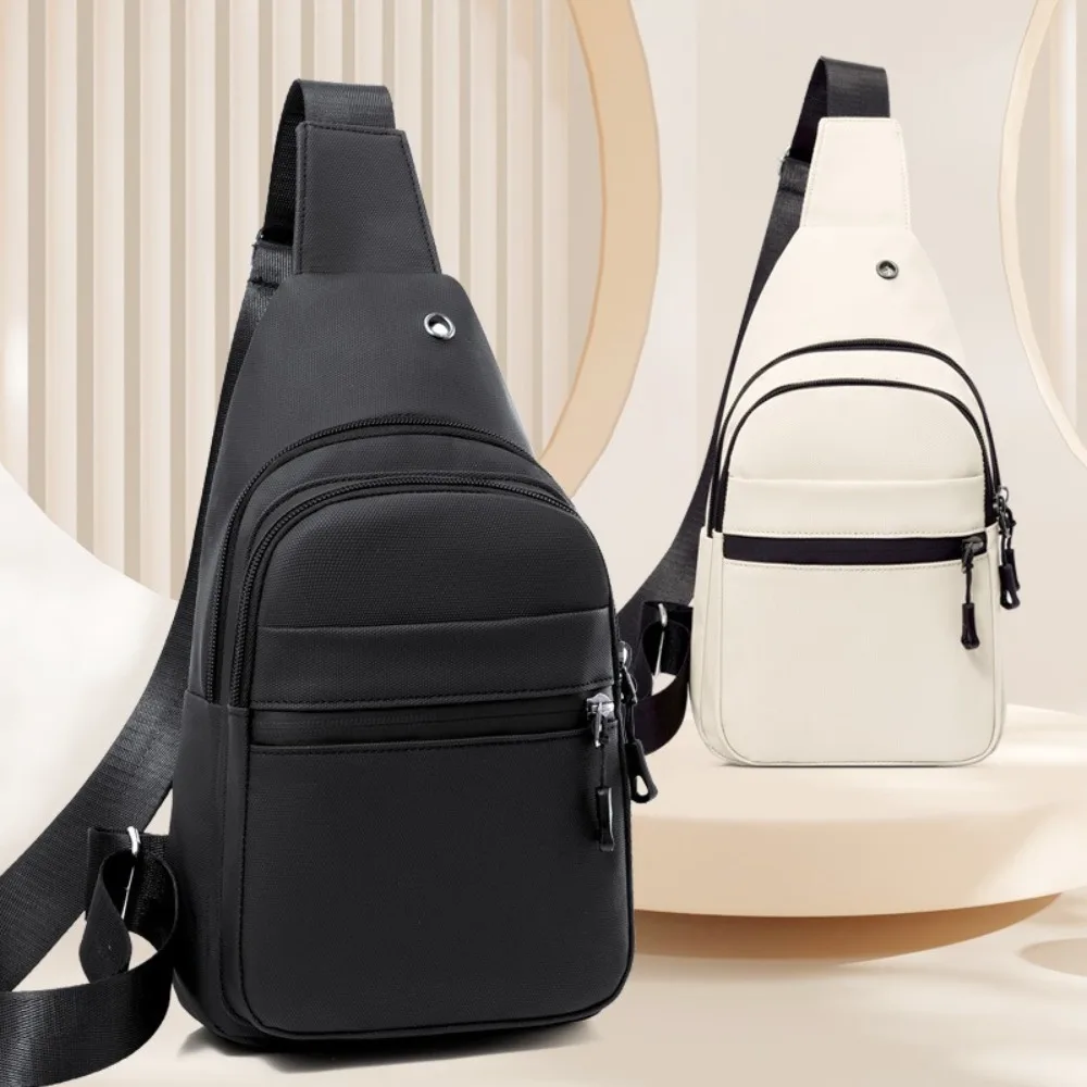 

Square Men Chest Bag Multi-functional Large Capacity Nylon Crossbody Bag Single Shoulder Solid Color Phone Pouch Bag Cycling