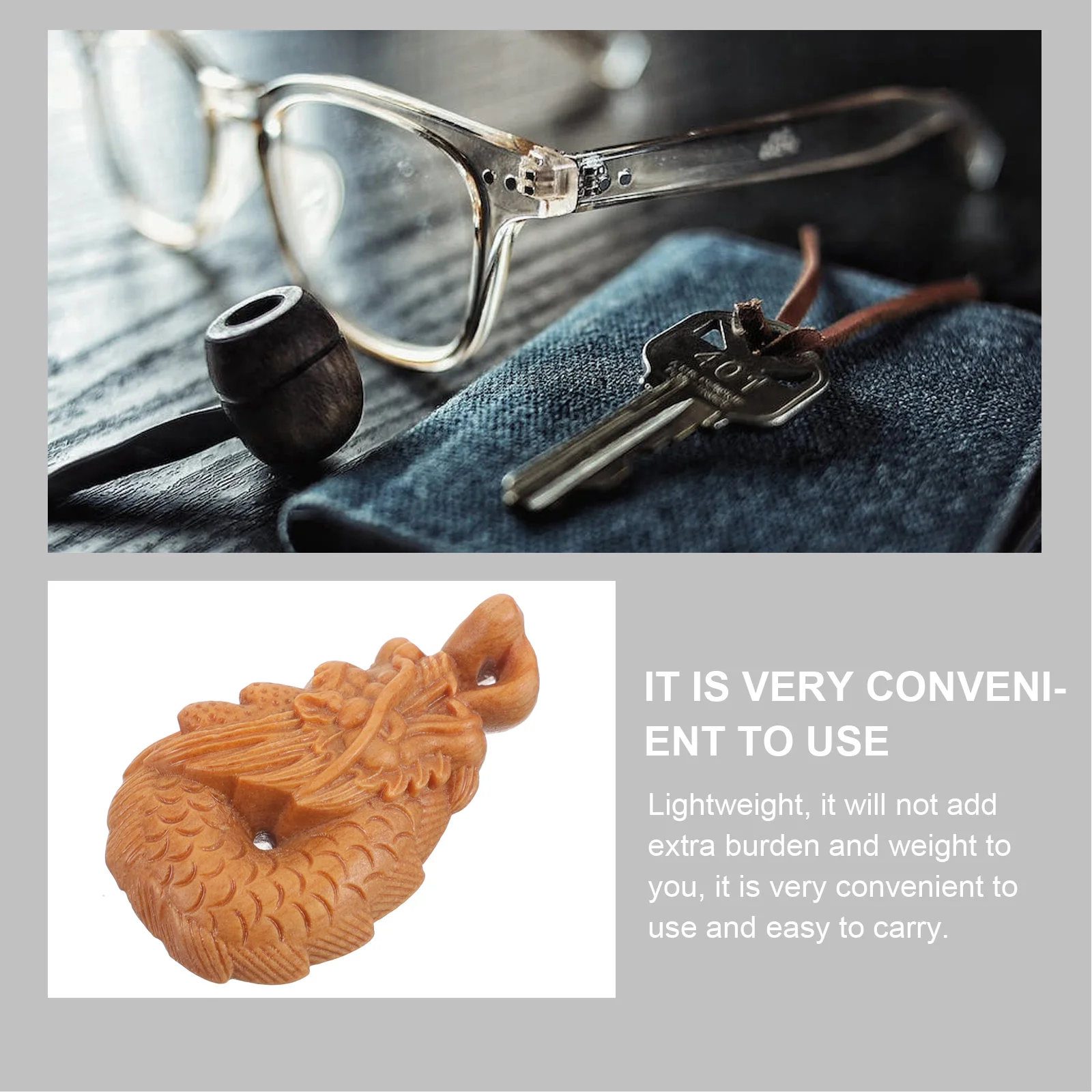 

DIY Carved Accessory Wood Pendant Keychain Charm LightWeight Wood Dragon Keychain Charms MultiUse Bag Decor Craft Hanging nament