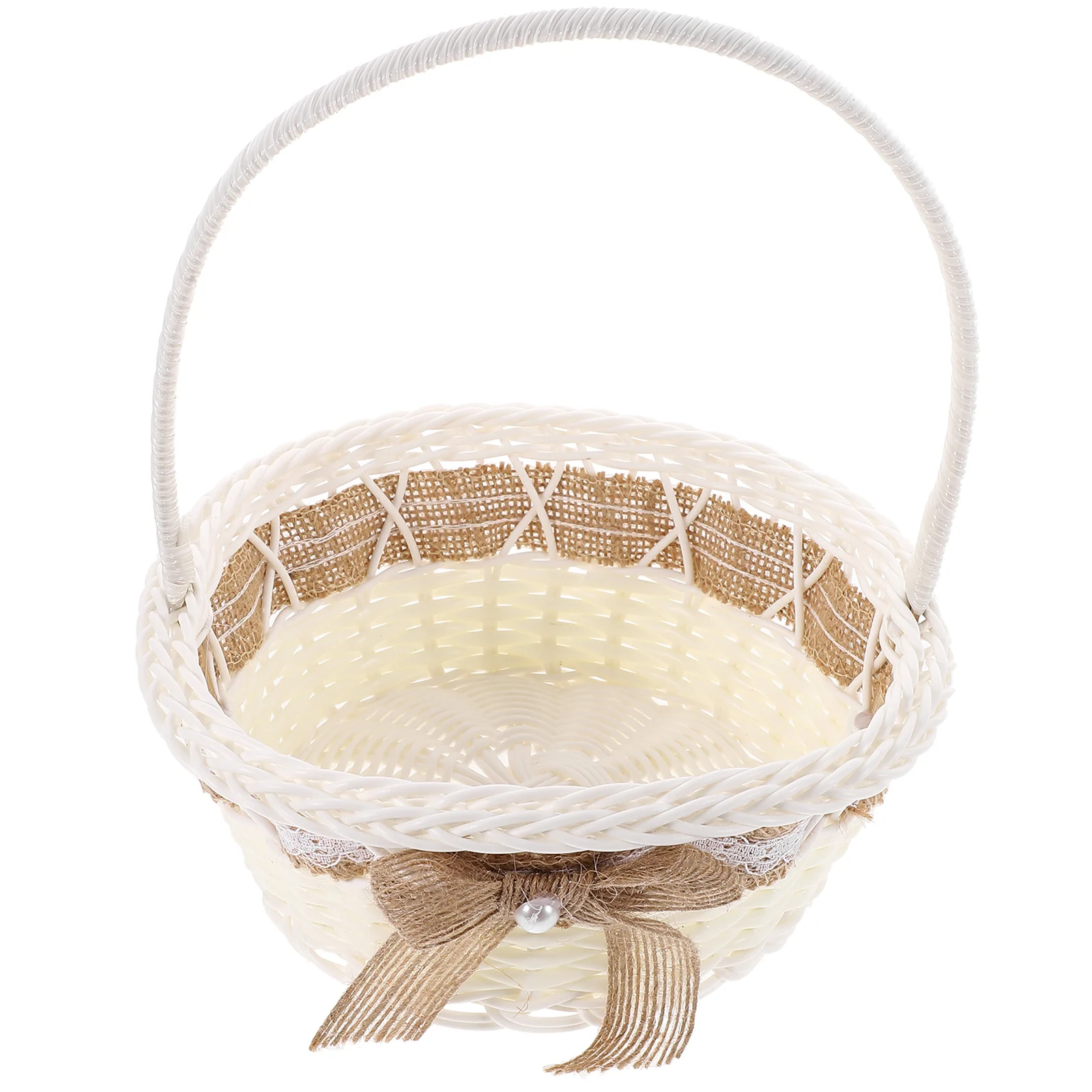 

Manual Flower Girl Scattering Basket Wedding Gift Linen Petal Container Party Decoration