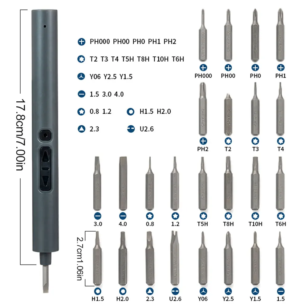 28 in 1 Mini Electric Screwdriver Rechargeable Cordless Precision Power Screwdriver Set Mini Hand Tools Case for Phone Laptop