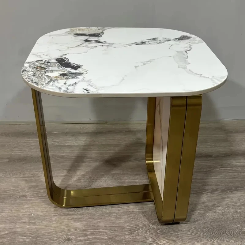 Contemporary Nted Set Gold Stainls Steel Petak Sintering Stone Top Modern Side Tle Home Decor