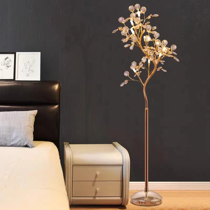 الكريستال مصباح أرضي غرفة المعيشة أريكة الديكور فروع شجرة ضوء الفاخرة الراقية الطابق مصباح غرفة نوم عمودي 2023 نموذج جديد #4