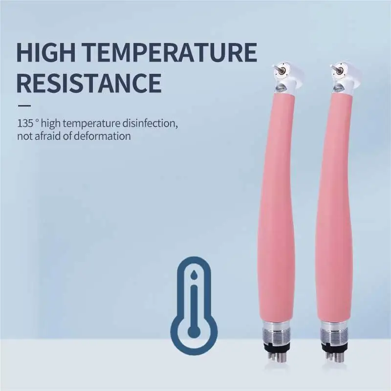 Pink Dental Handpiece LED High Speed 10PCS Rotation Pen 3 Water Spray Push Button Nanotechnology with Light Dentistry