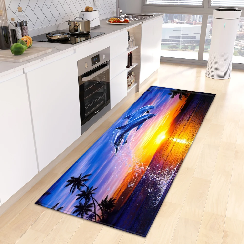 Underwater World Kitchen Rug Entrance Doormat Bath Hallway Anti-Slip Foot Mat Custom Bedroom Living Room Floor Decor Home Carpet