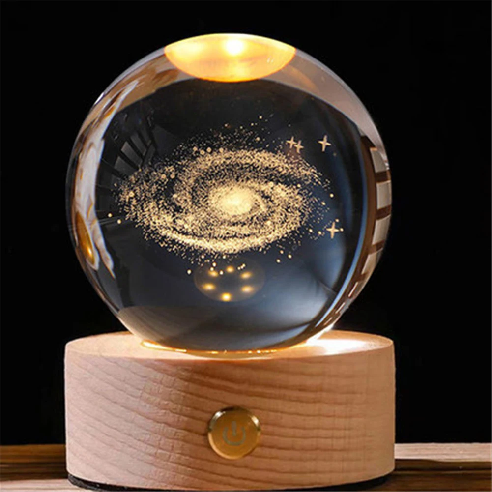 Crystal Ball Lamp Nightstand Lamp Outer Space Bedside Lamp Desk Lamp Birthday Gift for Teens Boys for Home Bedroom Decoration