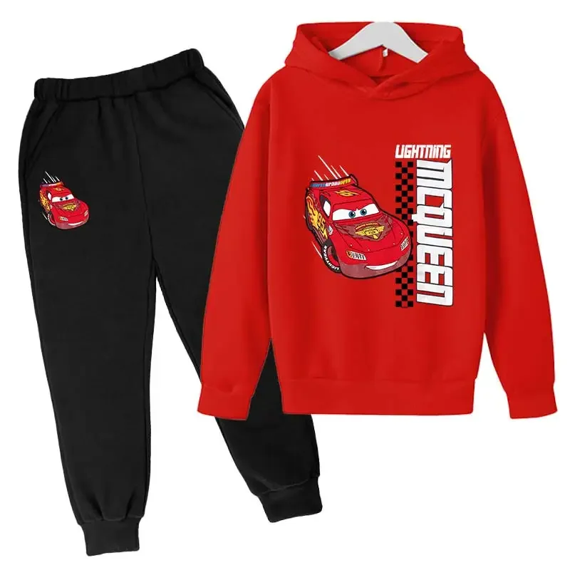 Cars Sweatshirt Boy Sweatshirt girls Lightning McQueen Sweatshirt Hoodies Pants 2Pcs Kids Tracksuits Children Clothing