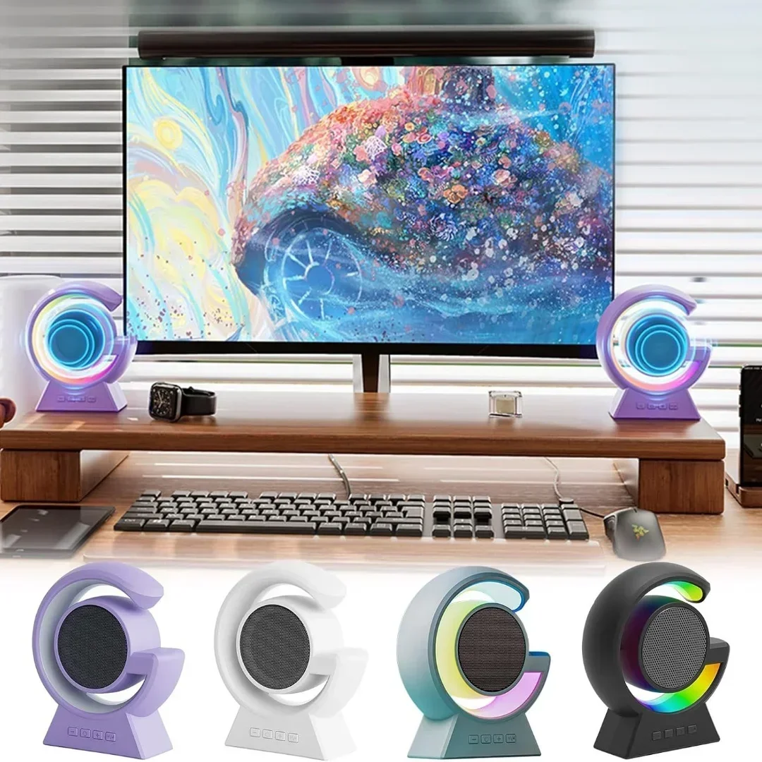 Mini Portabler Bluetooth Speaker 3D Stereo Bass TWS Colorful Lights Bluetooth Speaker Stereo Surround Sound for Child's Gift