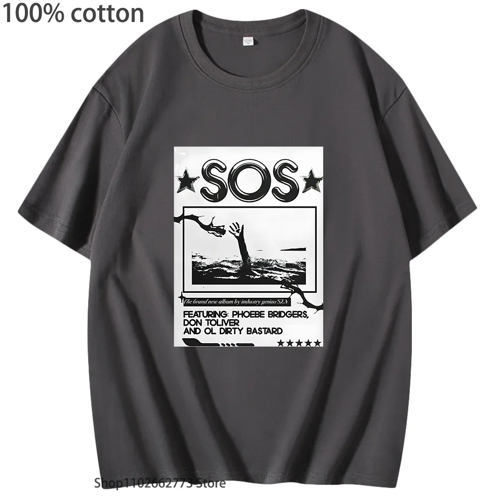 Koszulki Anime SZA SOS Gotyckie Komiksy Moda Harajuku Odzież Damska 100% Bawełna T-shirt Hip Hop Kreskówka Top Koszulka Męska