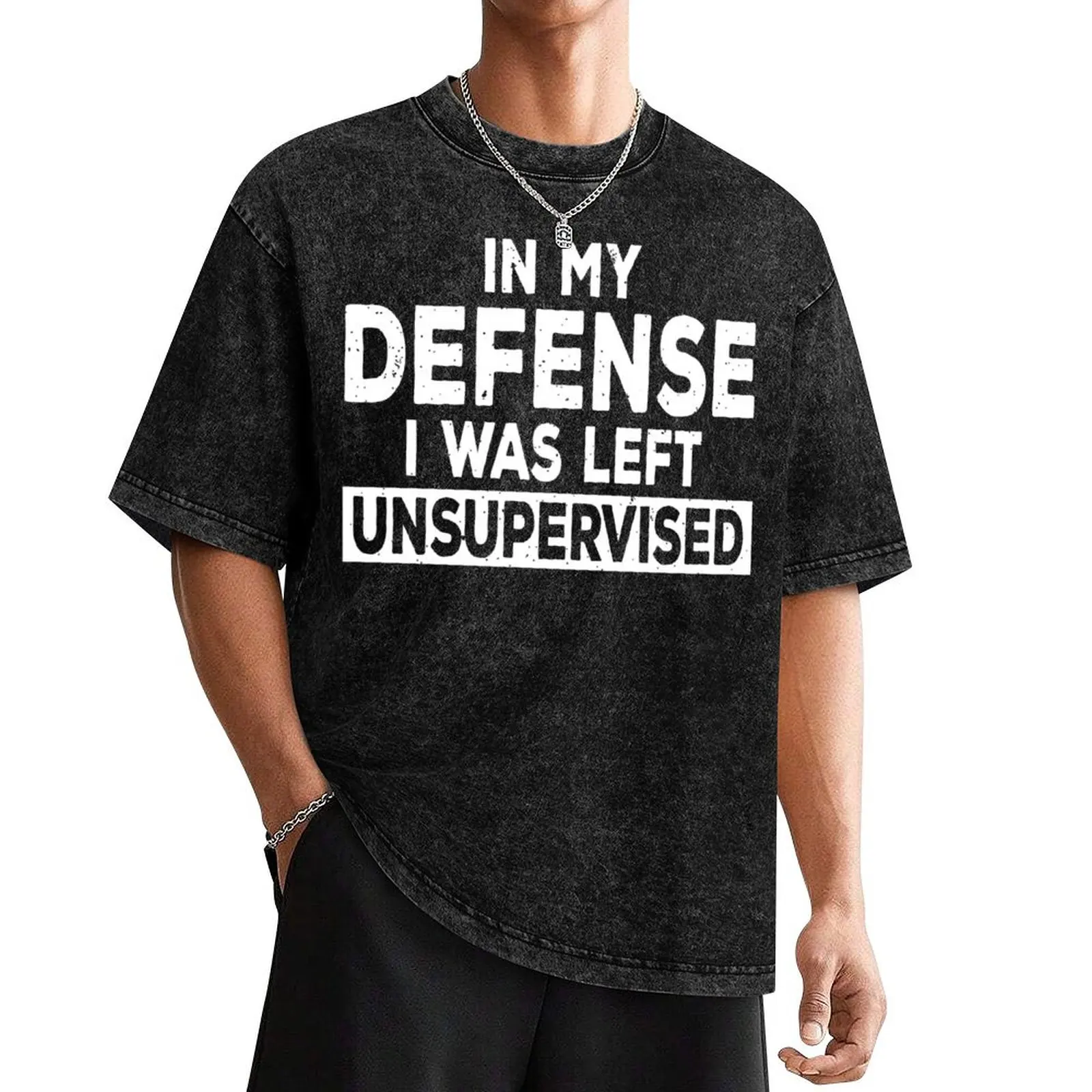 In My Defense I Was Left Unsupervised | Funny Shirts for Men, Women, Kids T-Shirt vintage anime shirt Short sleeve tee men