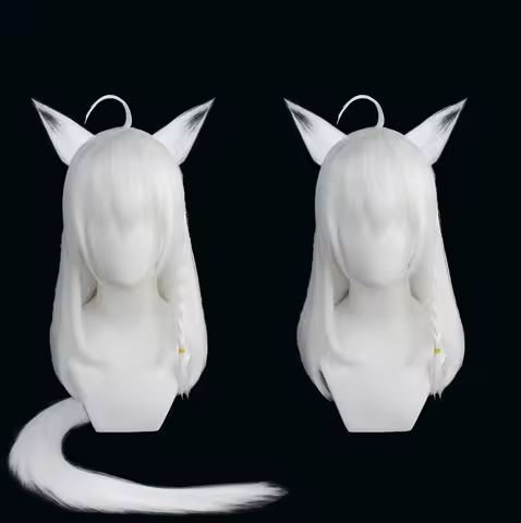 Hololive VTuber Shirakami Fubuki Cosplay Wig Fox Girl Anime Roleplay Party Costume Prop Synthetic Hair