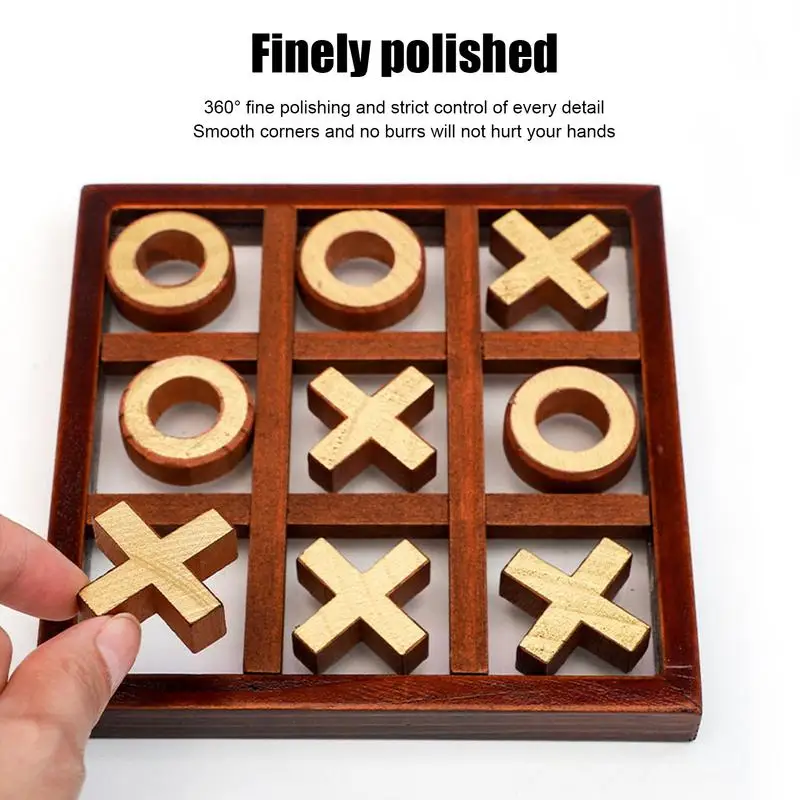 Wooden Tic-Tac Toe Game Noughts & Crosses Board XOXO Family Kids Adults Play On Coffee Table Noughts And Crosses Table