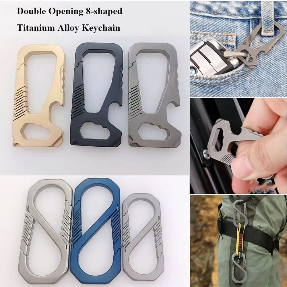 High Quality Super Lightweight Titanium Alloy Keychain Real 6 Styles Keychains Buckle Pendant Titanium Key Rings Outdoor Tool