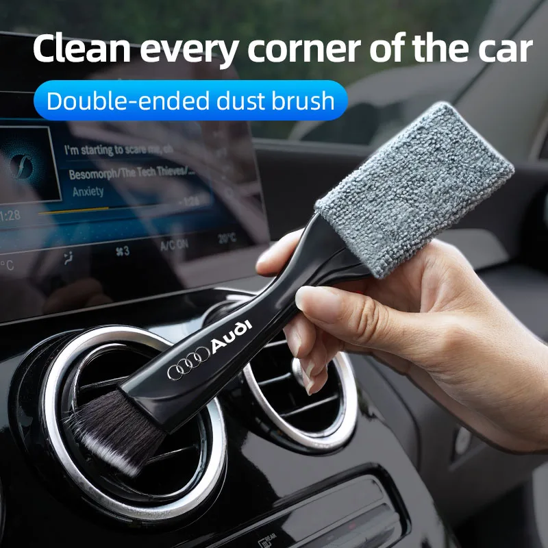 2 In 1 Car Dust Tool Cleaning Brush Accessories Interior For Audi Sline A1 A3 A4 A5 A6 A7 A8 B8 B9 B6 C6 Q2 Q3 Q5 Q7 Q8 TT S3 S4