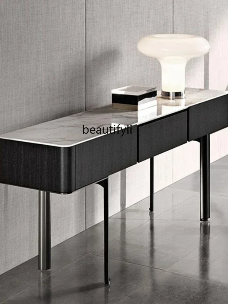 طاولات وحدة التحكم الإيطالية لغرفة المعيشة الاسكندنافية ما بعد الحداثة وخزانة مدخل رخامية فاخرة وبسيطة وخفيفة