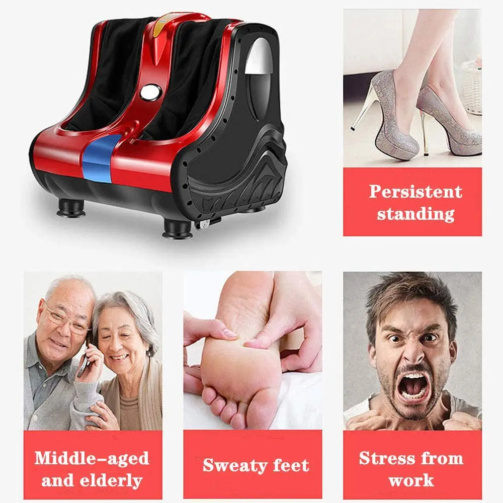 Massageador Shiatsu elétrico de luxo para pés e panturrilha - rolo aquecido com terapia de vibração, intensidade multinível para alívio da dor nas pernas)