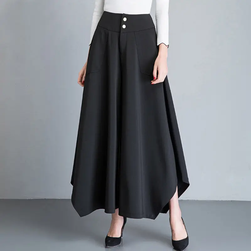 

2023 Fashion Women Irregular Pants Korean New Spring Summer Thin High Waist Solid Casual All-match Loose Wide Leg Trousers