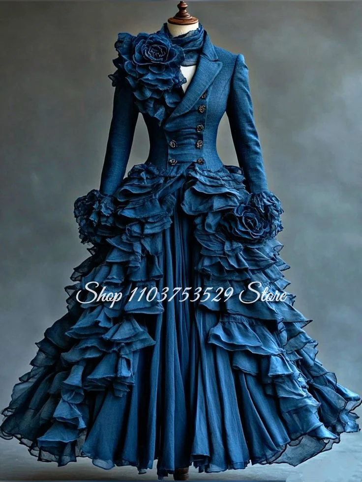 

Customized Navy Blue Vintage Victorian Evening Gown Edwardian Suit Court Ball Gothic Steampunk Cosplay Costume Party Dress 2026