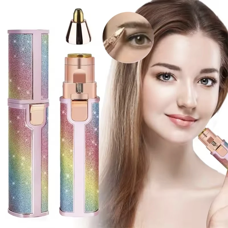 Depilazione viso ricaricabile 2 in1 e rasoio per sopracciglia - Rasoio viso indolore viso labbra corpo con luce LED integrata USB