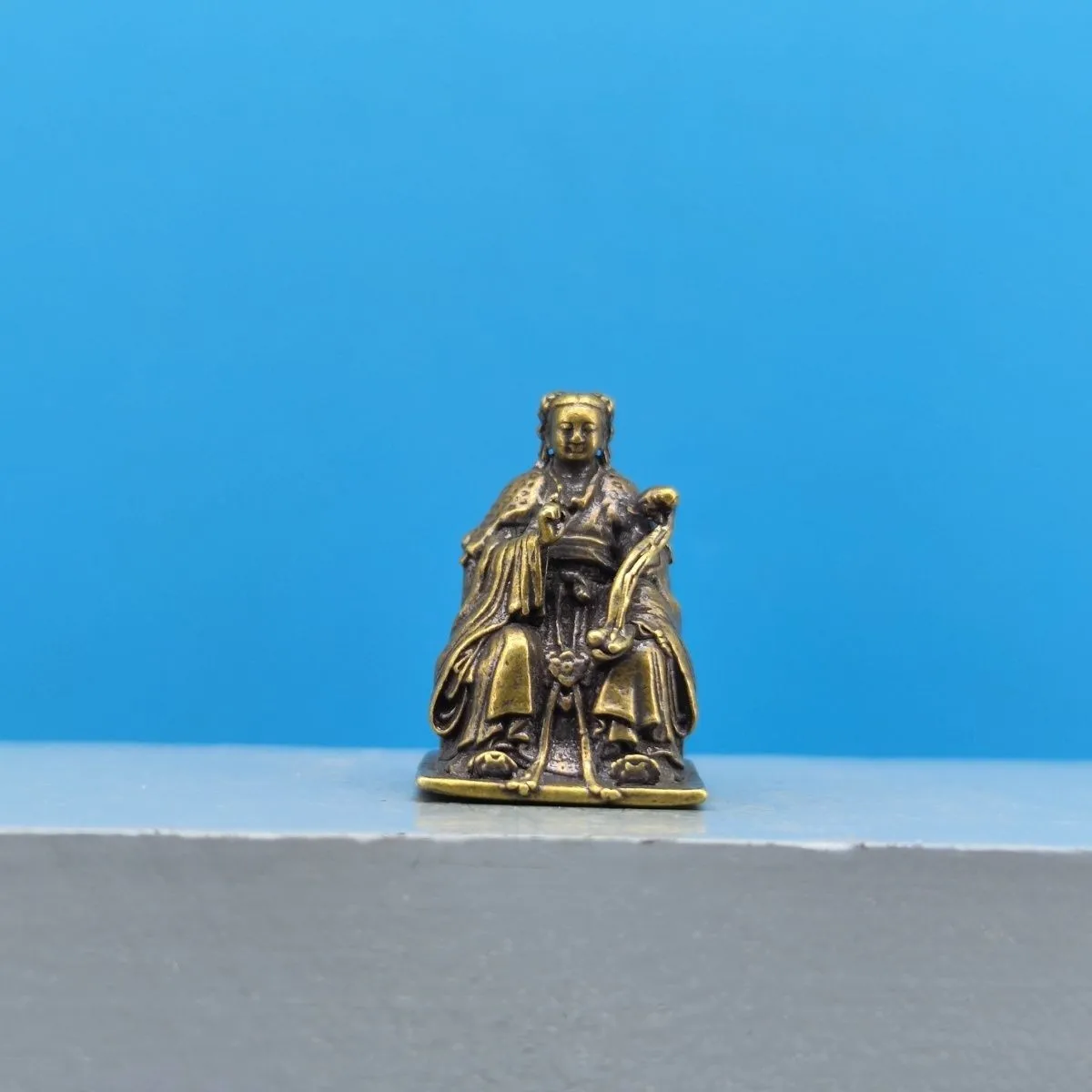 Brass Three Mao Patriarch Taoist Figurine Desk Decor Statue