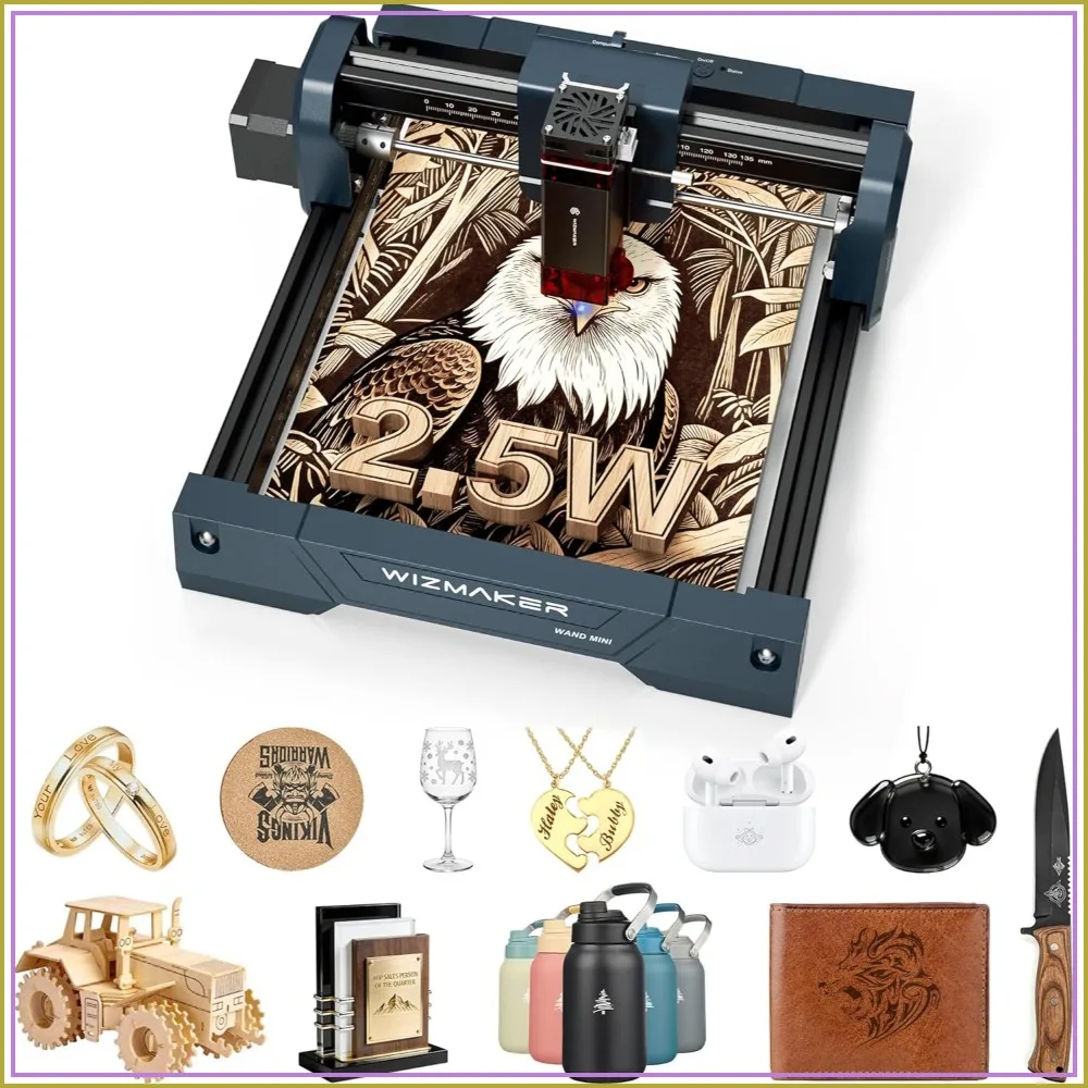 

2.5W Laser Engraver Mini, Compact DIY Engraving Machine for Wood Acrylic Glass, 135×145mm Working Area, 0.04mm Precision