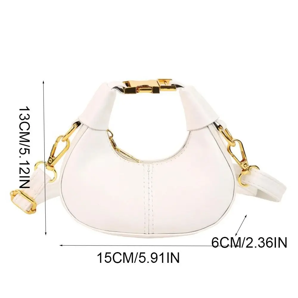 أنيقة Y2K بو الجلود حقيبة يد بلون الحد الأدنى نمط حقيبة كروسبودي كتف واحد نصف القمر الهلال حقيبة السيدات