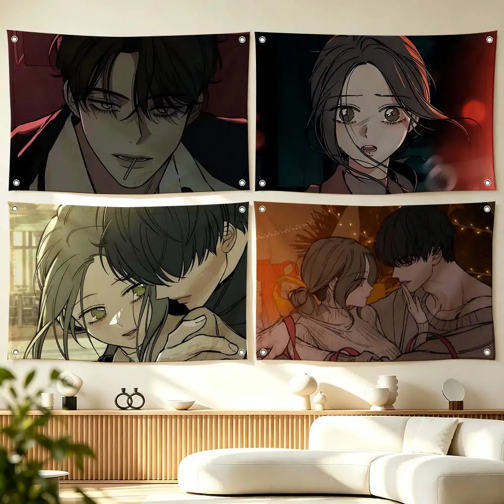 T-Tears on a Withered Flower Manhwa Flags Wall Hanging Tapestry Outdoor Garage Room Decorative flag Background Blanket