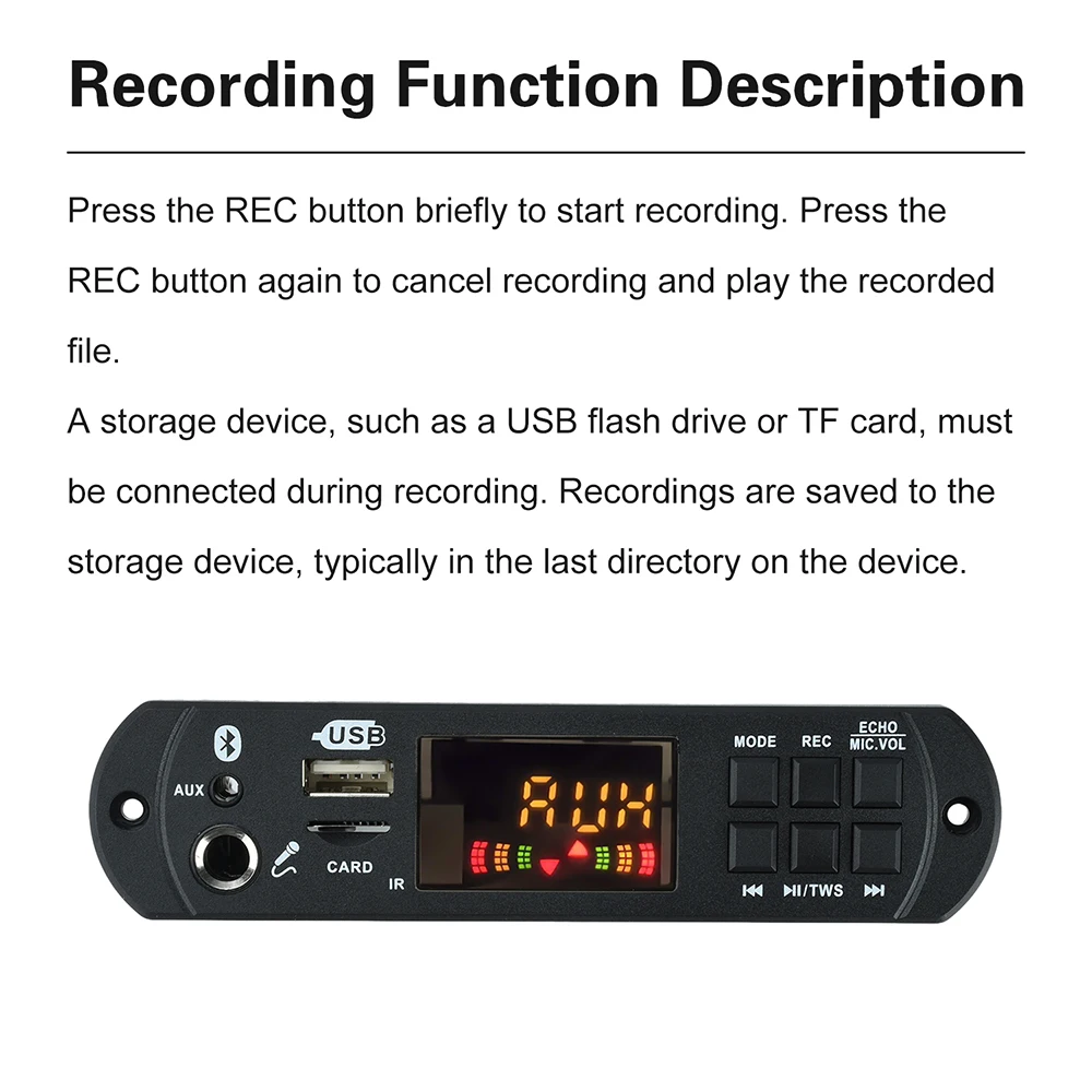 MP3 Bluetooth Decoding Board with BT 5.3 for Car Audio Lossless Music TWS Function and Recording Support