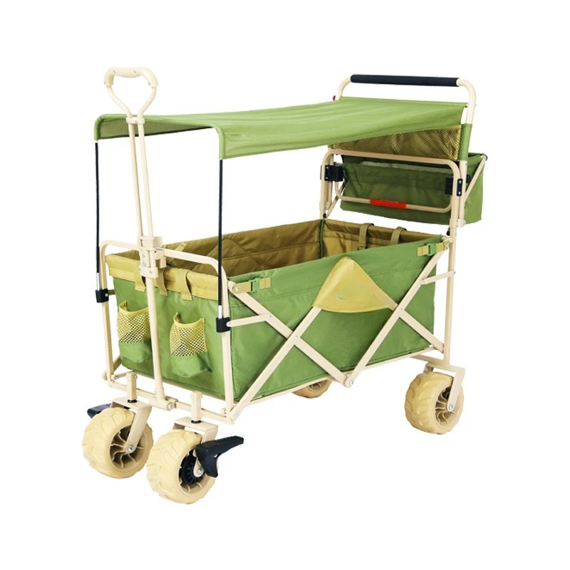 

Outdoor tent camping folding cart, camp picnic children's pull cart, outdoor camping integrated awning cart