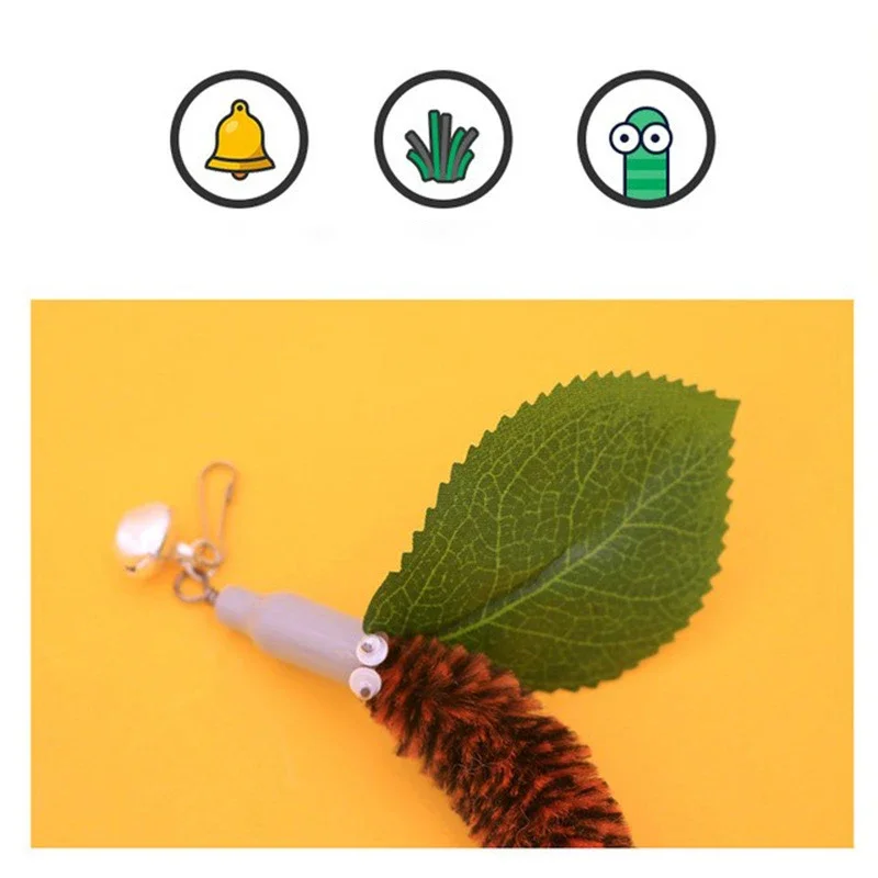Caterpillar Cat Toy Set Cat Feather Teaser Wand Toy for Kitten Cat Dog Plush Worms Interactive Training Playing Stick Pet Toy