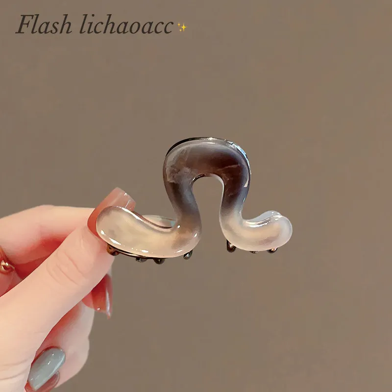 Chinese Style Auspicious Lucky Acetate Wavy Small Hair Claw 2026 New Chic Hair Clip For Women Half Up High Ponytail Back Of Head
