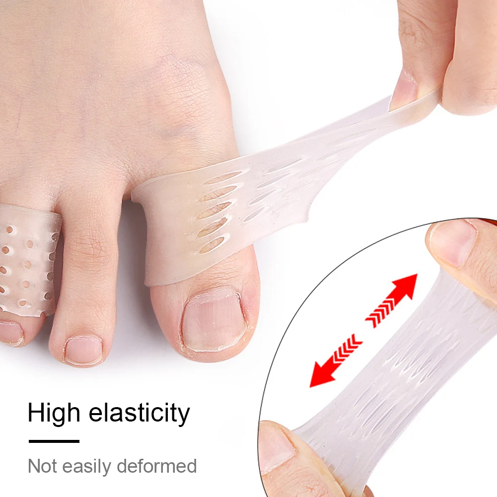2 Pcs Toe Protector Transparent Silicone Toe Sleeves Breathable Toe Tubes for Bunion Corns Hammer Toe Blisters Calluses