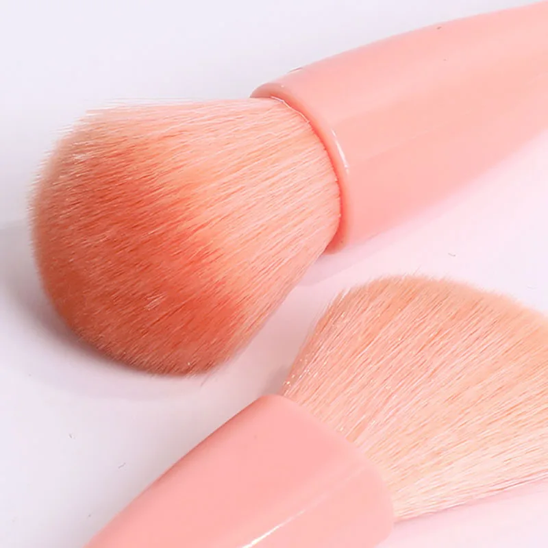 5pcs Mini Makeup Brush Set with Storage Bucket Women Travel Nylon Bristles Makeup Brushes for Powder Blush Lipstick & Concealer