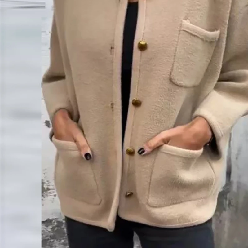 

Autumn Winter Women Sweater Cardigan Button Pocket Loose Knitted Sweater Coat Women Casual Long Sleeve Outwear