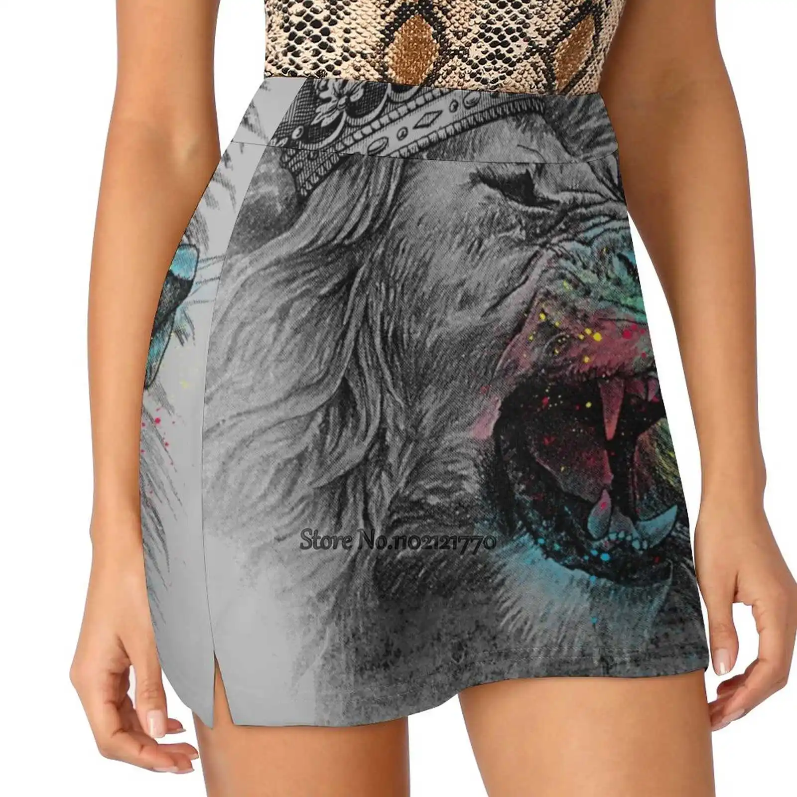 King Lion Women Tennis Skirts Golf Badminton Pantskirt Sports Phone Pocket Skort King Lion Lion King Wild Wild Animals Roar