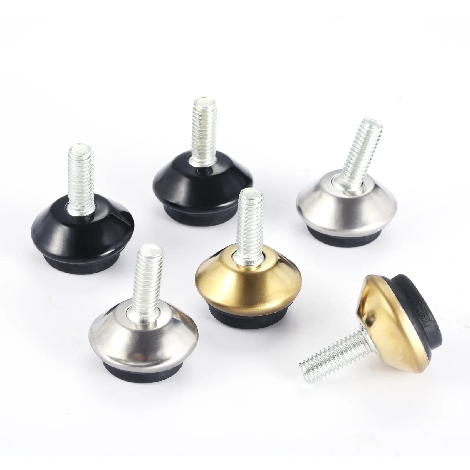 4pcs Adjustable Metal Furniture Levelers Multidirectional Feet Leg M6*15mm Thread Screw Black/Silver/Gold Table Chair Sofa Chest