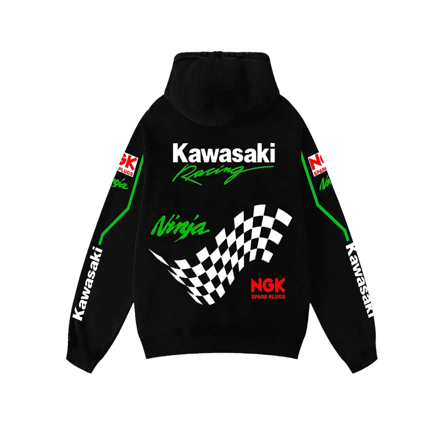 Spring and Autumn Men's Hoodie Kawasaki Motorcycle Printed Top Breathable Quick Drying Comfortable Outdoor Sports Hoodie