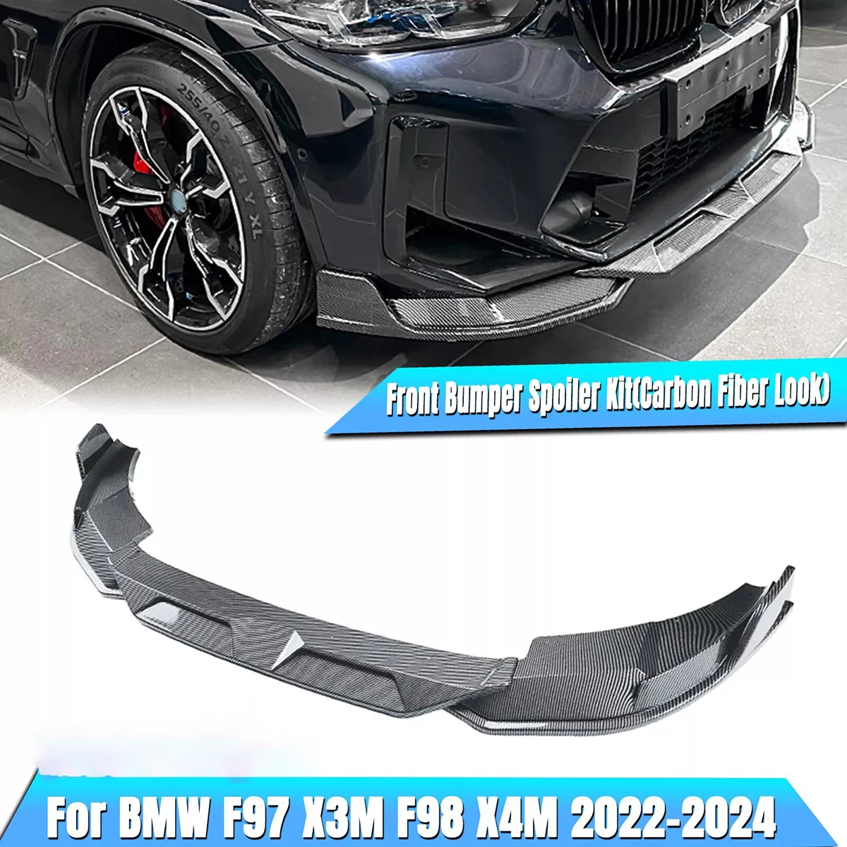 

Автомобильный передний бампер, спойлер, губа ДЛЯ BMW F97 X3M F98 X4M 2022 2023 2024, передняя губа, Нижняя защита корпуса, сплиттер в комплекте