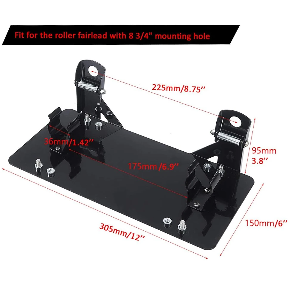 Universal Front License Plate for Car 8 3/4 Inch Flip-Up License Plate Frame with Winch Roller Fairlead - view 5