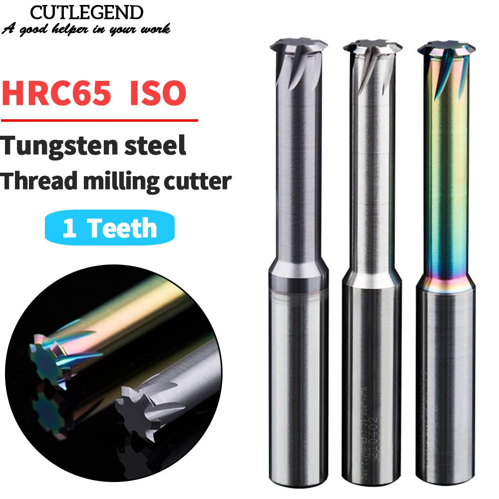 

1 Tooth Thread Milling Cutter HRC65 Tungsten Carbide Steel CNC Machining Aluminum 60 Degree M1.2 M1.6 M2 M2.5 M3 M4 M5 M6 M8 M10