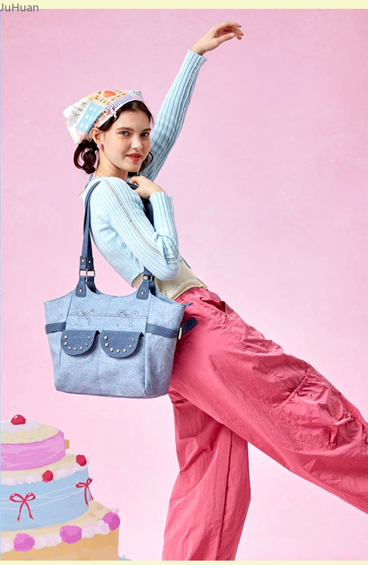 

Japanese Ita Large Capacity Transparent Shoulder Bag Lolita Girls Underarm Bag Cute Sweet Large Capacity Student Handbag Ladies