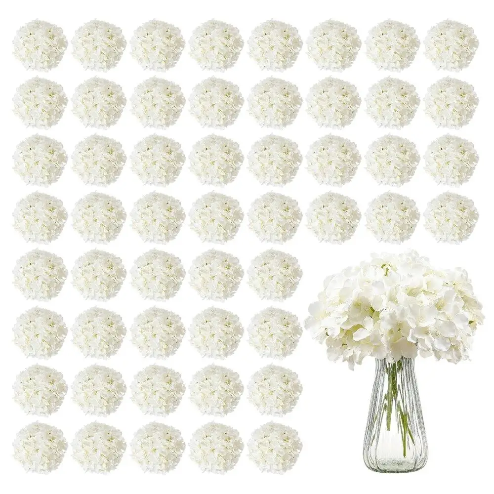 

Artificial Silk Hydrangea Flower Bouquet 65 Pcs White 9.8 Inch Decorative Arrangement for Home Wedding Party Decor