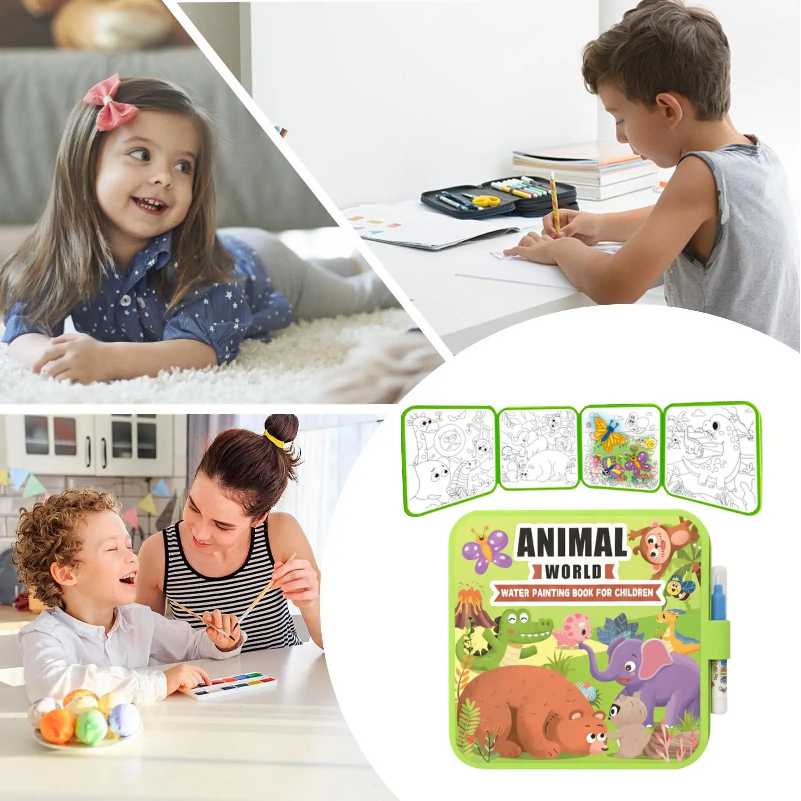 Libro di pittura ad acqua Giocattolo educativo da colorare senza disordinazione Libro di doodle ad acqua per bambini Ragazzi Ragazze Viaggi in età prescolare a casa