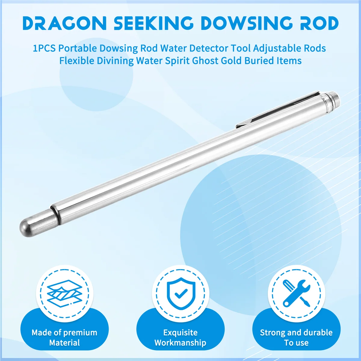 Hot 1PCS Portatile Dowsing Rod Rilevatore di Acqua Strumento Aste Regolabili Flessibile Divinazione Acqua Spirito Fantasma Oro Sepolto Articoli