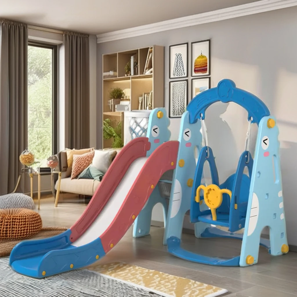 

Заводские пользовательские мини-комнатные пластиковые горки-качели для детей с баскетбольным кольцом для малышей, домашняя детская площадка, парк